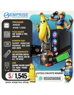 PC GAMING 3 | AMD RYZEN 7 5700G | A520M | 8GB | 500GB | CASE HALION MAGIC