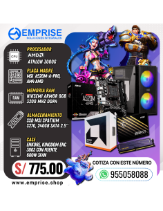 PC GAMING 1 | AMD ATHLON 3000G | A520M | 8GB | 250GB | CASE DATA ONE