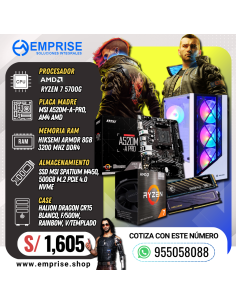 PC GAMING 12 | AMD RYZEN 7 5700G | A520M | 8GB | 500GB | CASE HALION DRAGON