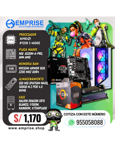 PC GAMING 11 | AMD RYZEN 5 4600G | A520M | 8GB | 500GB | CASE HALION MAGIC