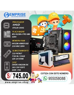 PC GAMING 16 | AMD ATHLON 3000G | A520M | 8GB | 256GB | CASE ENKORE
