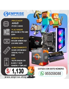 PC GAMING 18 | AMD RYZEN 5 4600G | A520M | 8GB | 500GB | CASE HALION DRAGON