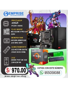 PC GAMING 3 | AMD RYZEN 5 4600G | A520M | 8GB | 250GB | CASE ENKORE