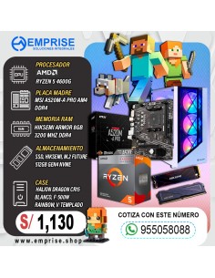 PC GAMING 4 | AMD RYZEN 5 4600G | A520M | 8GB | 512GB | CASE HALION DRAGON
