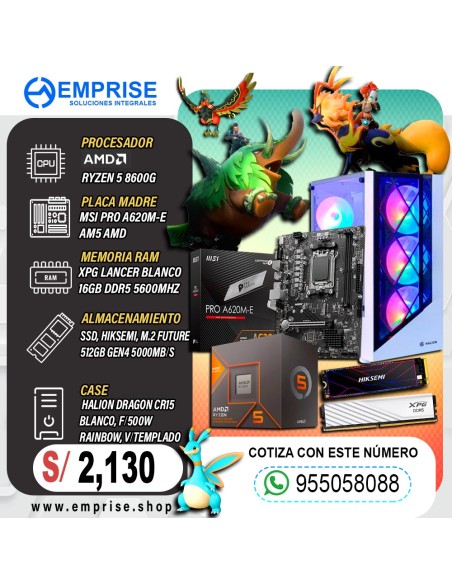 PC GAMING 9 | AMD RYZEN 5 8600G | A620M | 16GB | 512GB | CASE HALION DRAGON