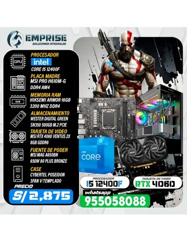 PC GAMING 20 | INTEL I5 12400F | 16GB | 500GB | RTX 4060 8GB